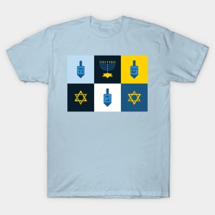 colorblock hebrew hanukkah menorah dreidel T-Shirt